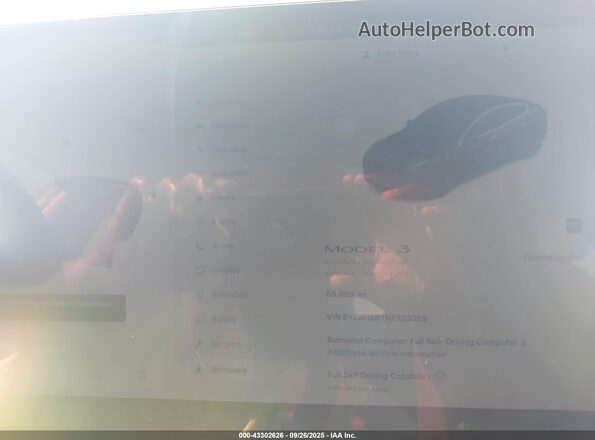 5YJ3E1EB7NF323369 2022 TESLA MODEL 3 Black Вид задніх сидінь