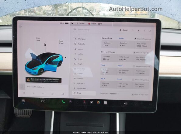 5YJ3E1EB9LF617448 2020 TESLA MODEL 3 Синий Вид задних сидений