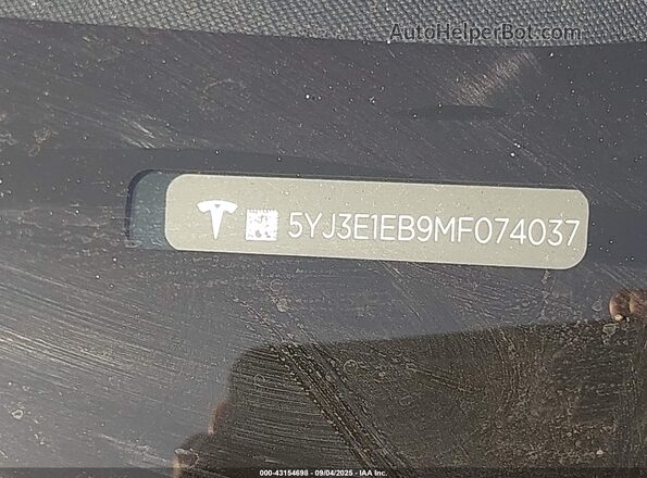 5YJ3E1EB9MF074037 2021 TESLA MODEL 3 Black Շարժիչի բաժամունքի տեսք