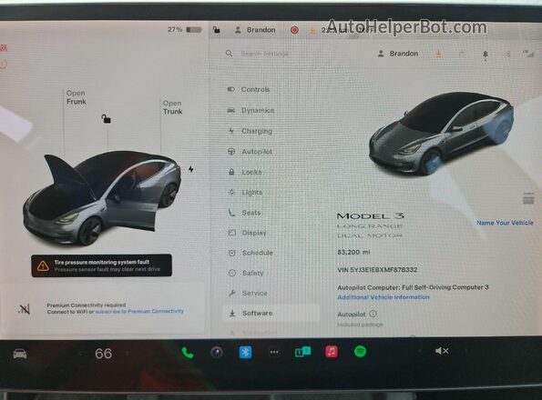 5YJ3E1EBXMF878332 2021 TESLA MODEL Charcoal Vista del cuadro de instrumentos