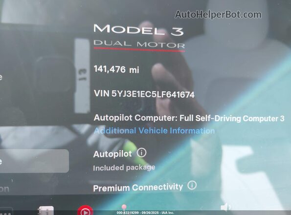 5YJ3E1EC5LF641674 2020 TESLA MODEL 3 Black Հետևի նստատեղերի տեսք