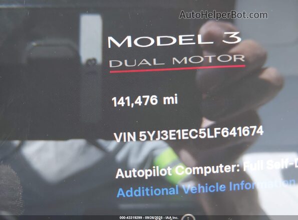 5YJ3E1EC5LF641674 2020 TESLA MODEL 3 Black 