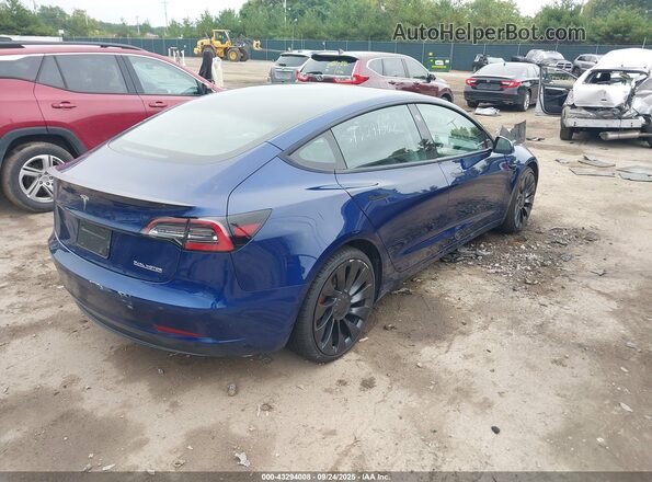 5YJ3E1EC7NF307648 2022 TESLA MODEL 3 Blue Задня права чверть