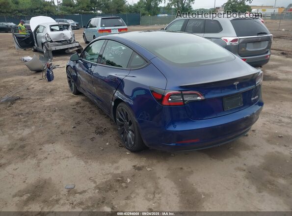 5YJ3E1EC7NF307648 2022 TESLA MODEL 3 Blue Задня ліва чверть