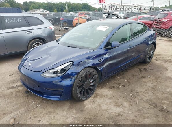5YJ3E1EC7NF307648 2022 TESLA MODEL 3 Blue Вид спереду