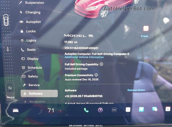 5YJSA1E55MF455921 2021 TESLA MODEL S Красный 