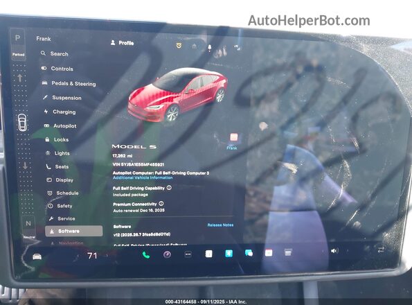 5YJSA1E55MF455921 2021 TESLA MODEL S Красный 