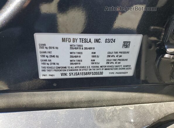 5YJSA1E58RF535530 2024 TESLA MODEL Black 