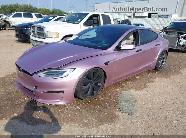 5YJSA1E59MF455808 2021 TESLA MODEL S Розовый Передняя левая четверть