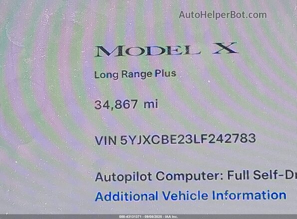 5YJXCBE23LF242783 2020 TESLA MODEL X Black 