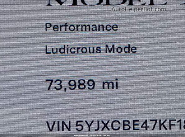 5YJXCBE47KF180420 2019 TESLA MODEL X White 