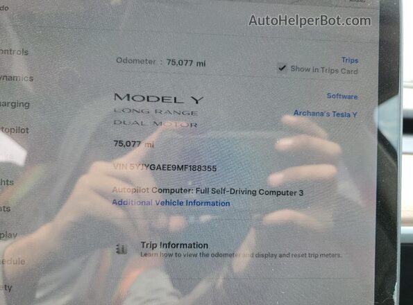 5YJYGAEE9MF188355 2021 TESLA MODEL White Սարքավորումների վահանակի տեսք
