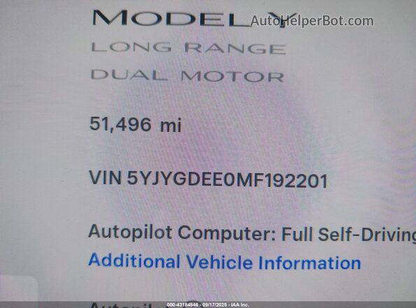 5YJYGDEE0MF192201 2021 TESLA MODEL Y Gray 