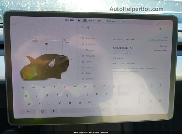5YJYGDEE2MF154145 2021 TESLA MODEL Y Black Вид задніх сидінь