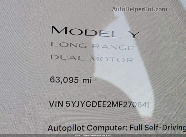 5YJYGDEE2MF270641 2021 TESLA MODEL Y White 