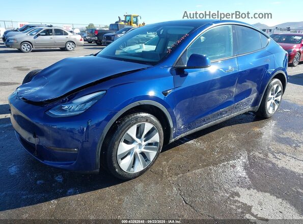5YJYGDEE3MF303713 2021 TESLA MODEL Y Синий Передняя левая четверть