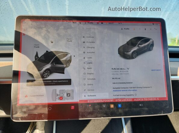5YJYGDEE6LF006191 2020 TESLA MODEL Gray Вид щитка приладів