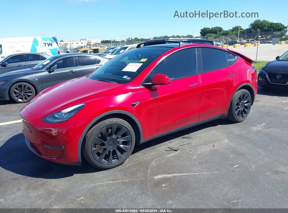 5YJYGDEE7MF141276 2021 TESLA MODEL Y Red წინა მარცხენა ხედი სამი მეოთხედიდან