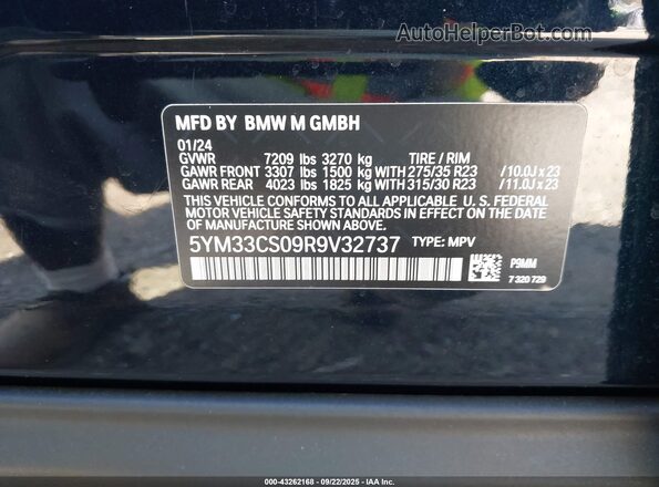 5YM33CS09R9V32737 2024 BMW XM Green Вид підкапотного простору