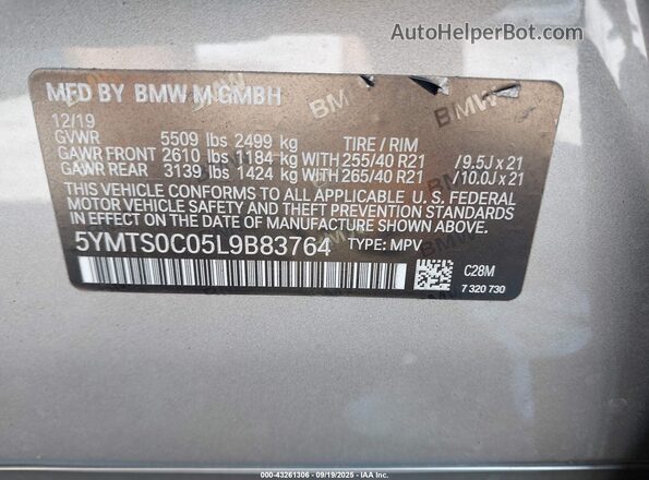 5YMTS0C05L9B83764 2020 BMW X3 Бежевый Вид подкапотного пространства