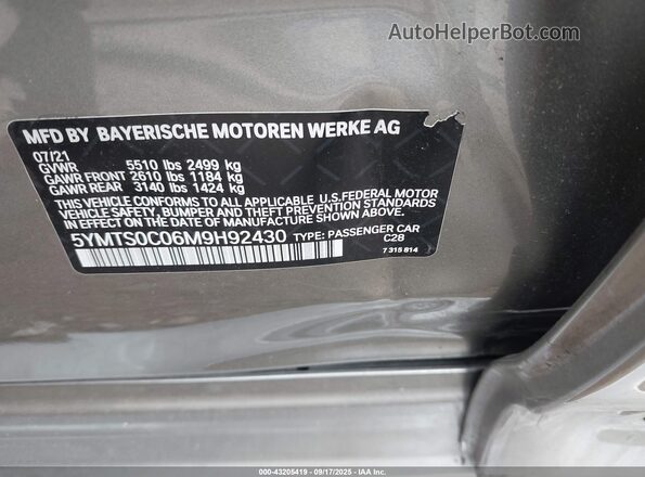5YMTS0C06M9H92430 2021 BMW X3 Gray Vista del compartimento del motor