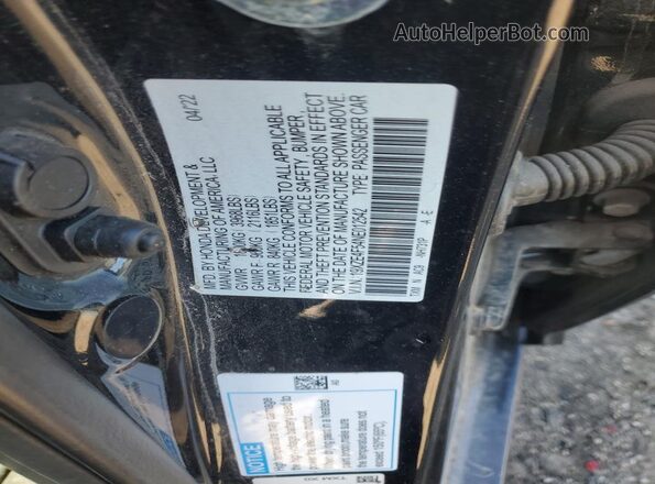 19XZE4F54NE012542 2022 HONDA INSIGHT Black Widok naklejki z numerem VIN