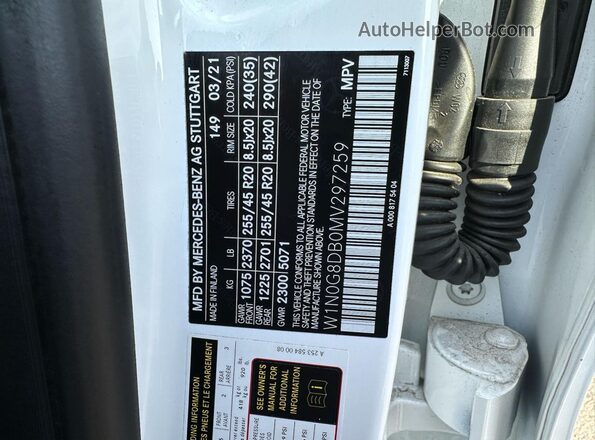W1N0G8DB0MV297259 2021 MERCEDES-BENZ GLC-CLASS White 