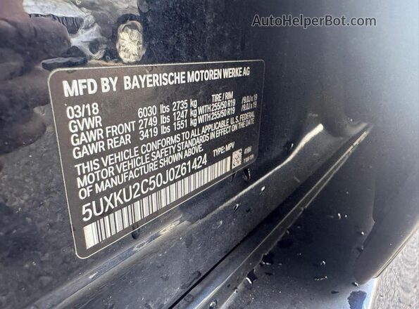 5UXKU2C50J0Z61424 2018 BMW X6 Black 