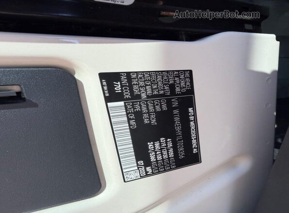 W1W4EBHY1LT028356 2020 MERCEDES-BENZ SPRINTER White Rear interior view