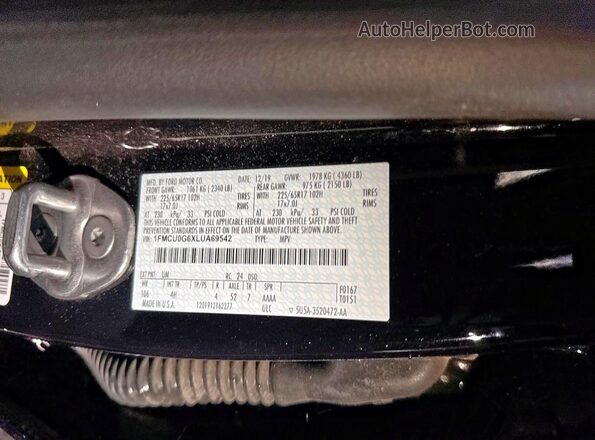 1FMCU0G6XLUA69542 2020 FORD ESCAPE Black Սալոնի հետևի տեսք
