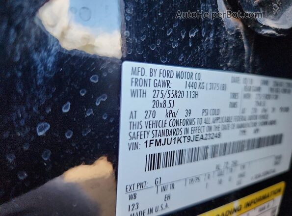 1FMJU1KT9JEA23248 2018 FORD EXPEDITION Черный 