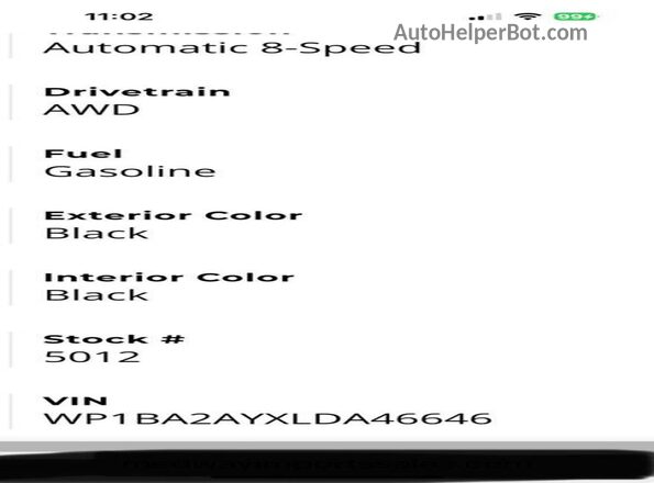 WP1BA2AYXLDA46646 2020 PORSCHE CAYENNE Черный Вид задних сидений