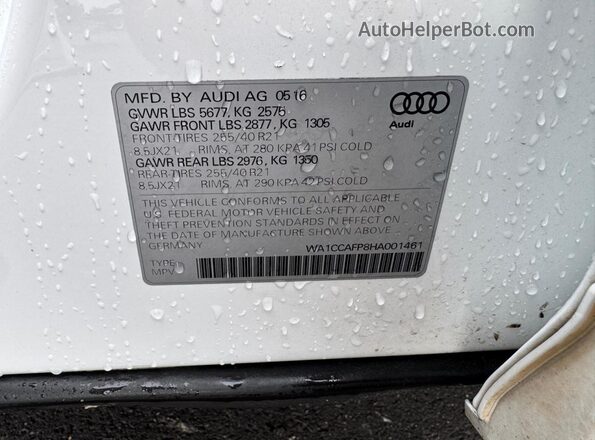 WA1CCAFP8HA001461 2017 AUDI SQ5 Белый Вид подкапотного пространства