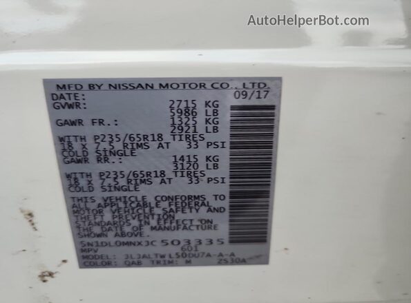 5N1DL0MNXJC503335 2018 INFINITI QX60 White 