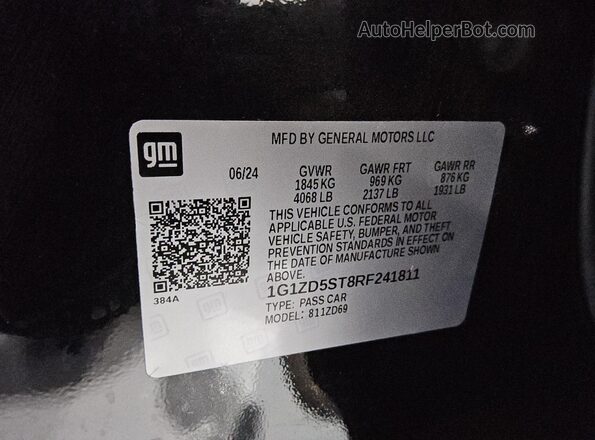 1G1ZD5ST8RF241811 2024 CHEVROLET MALIBU Black Widok naklejki z numerem VIN