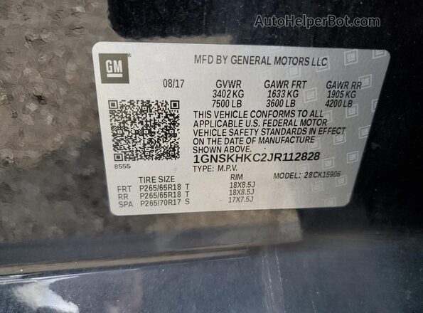 1GNSKHKC2JR112828 2018 CHEVROLET SUBURBAN Black 