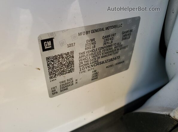 1GYKNCRS8JZ182473 2018 CADILLAC XT5 White 