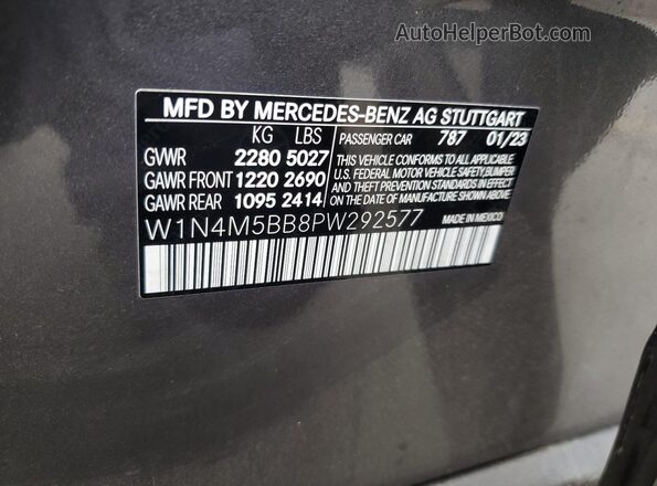 W1N4M5BB8PW292577 2023 MERCEDES-BENZ GLB-CLASS Gray 