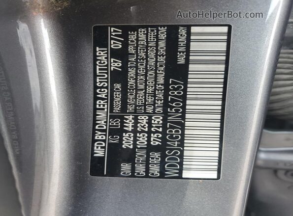 WDDSJ4GB7JN567837 2018 MERCEDES-BENZ CLA-CLASS Gray 