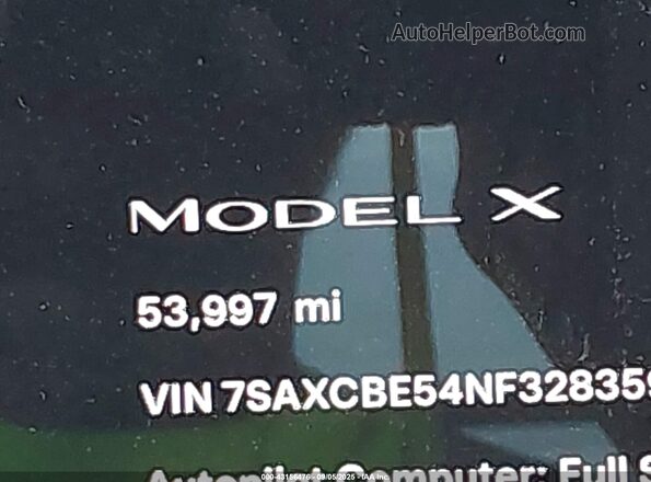 7SAXCBE54NF328359 2022 TESLA MODEL X Черный Панорамный вид салона 360°