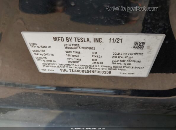7SAXCBE54NF328359 2022 TESLA MODEL X Черный Вид подкапотного пространства