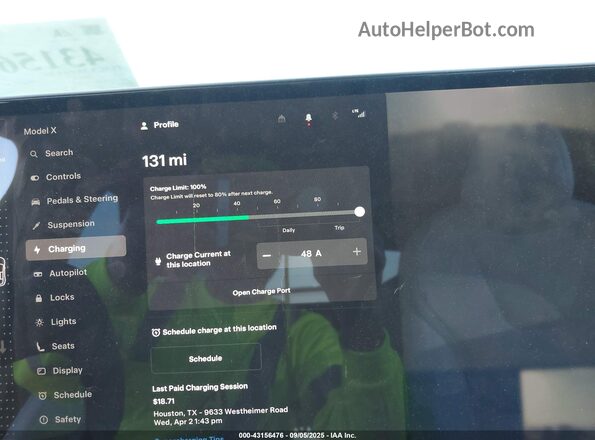 7SAXCBE54NF328359 2022 TESLA MODEL X Черный 