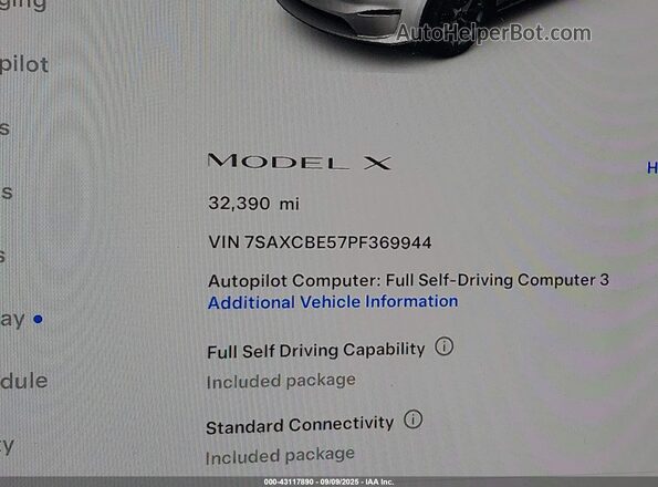 7SAXCBE57PF369944 2023 TESLA MODEL X White 