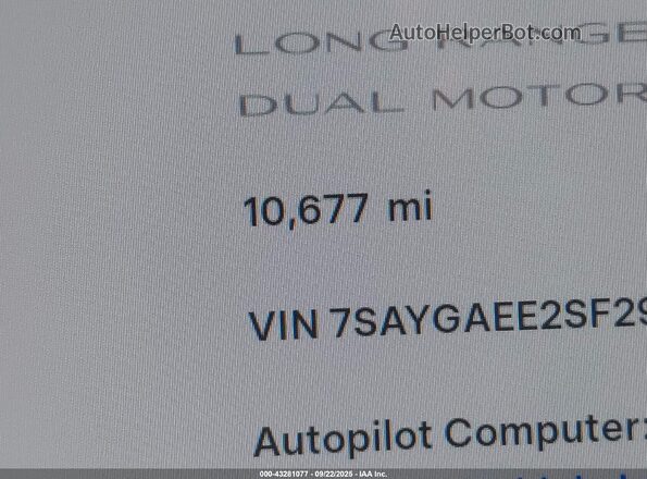 7SAYGAEE2SF291066 2025 TESLA MODEL Y White 