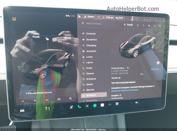 7SAYGAEE5NF385091 2022 TESLA MODEL Y Black 