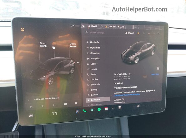 7SAYGAEE5NF385091 2022 TESLA MODEL Y Black უკანა სავარძლების ხედი