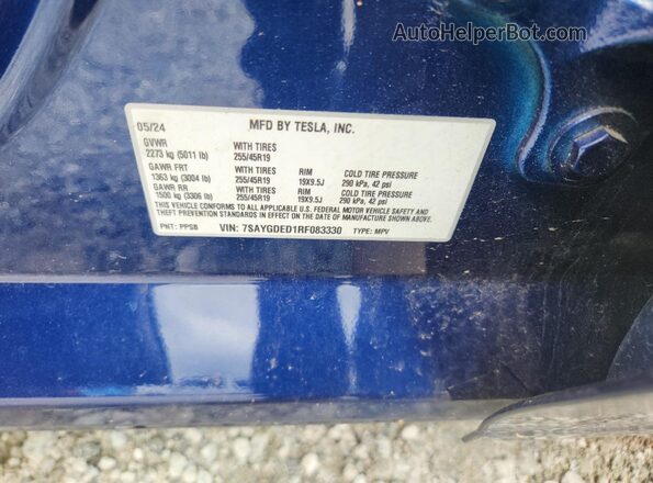 7SAYGDED1RF083330 2024 TESLA MODEL Blue 