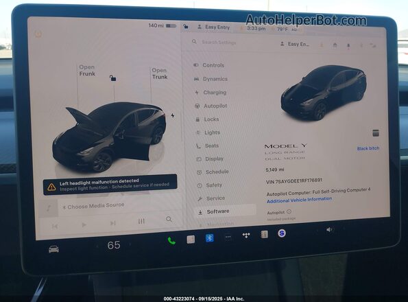 7SAYGDEE1RF176891 2024 TESLA MODEL Y Black 
