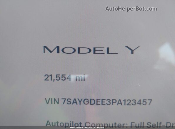 7SAYGDEE3PA123457 2023 TESLA MODEL Y Blue Widok tylnych siedzeń