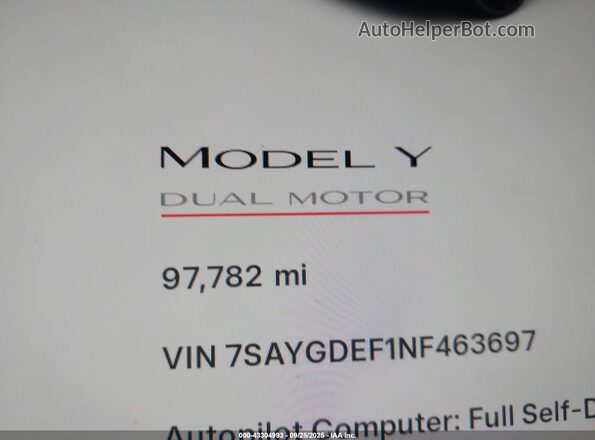 7SAYGDEF1NF463697 2022 TESLA MODEL Y Gray 